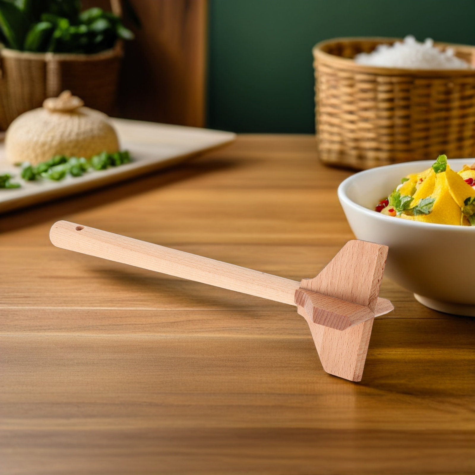 Wooden Potato Masher Beige Foo - Baby Food Avocado ulasan dan harga